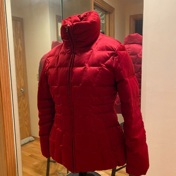 Calvin Klein Puffy Ski Coat. Red. Medium - Picture 2 of 8